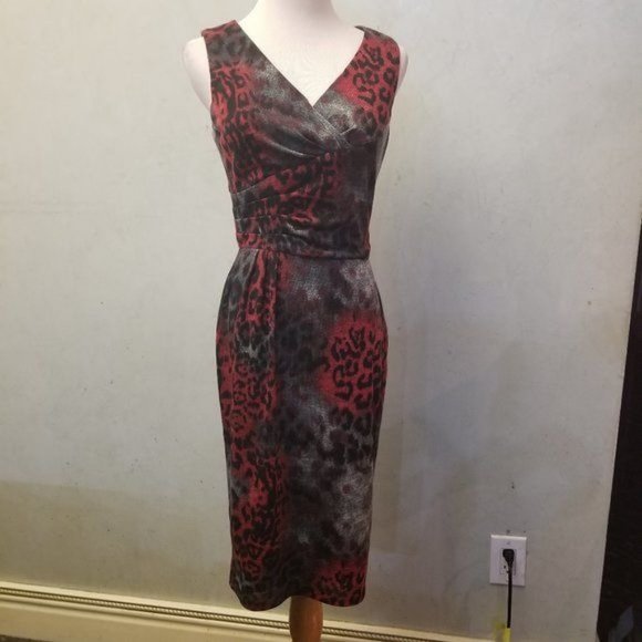 Frank Lyman Design V-neck animal printed dress women's size 4 (252) - Picture 9 of 13